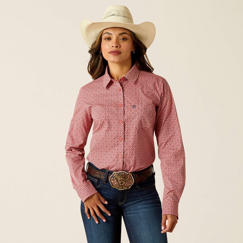 Ariat Kirby Stretch Shirt Rose Femme | SGC-73990862