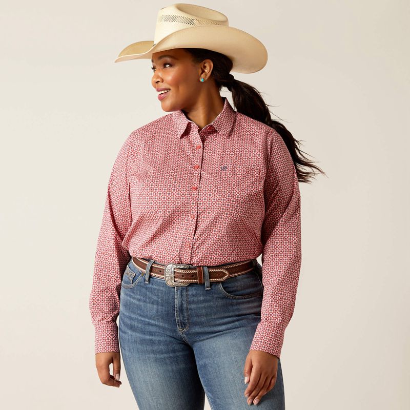 Ariat Kirby Stretch Shirt Rose Femme | SGC-73990862