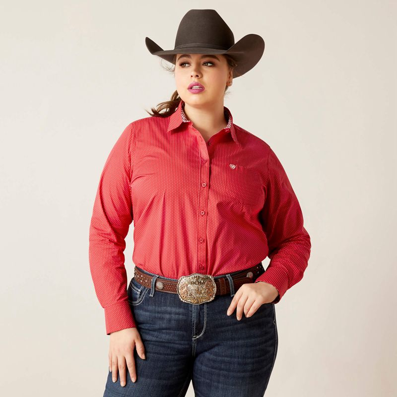 Ariat Kirby Stretch Shirt Cardinal Dot Femme | IJD-38056536