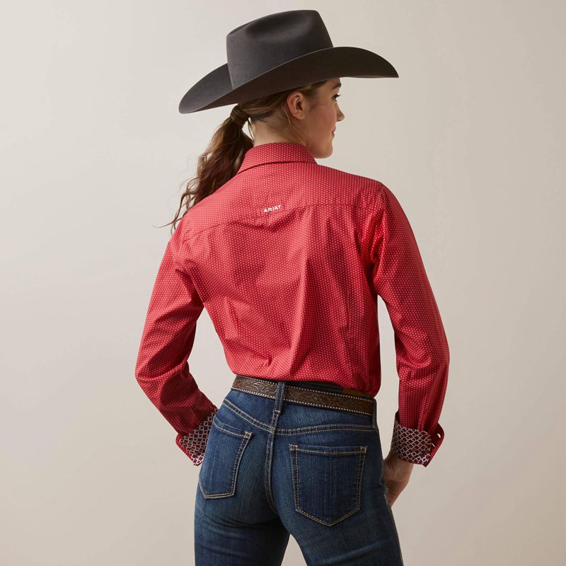 Ariat Kirby Stretch Shirt Cardinal Dot Femme | IJD-38056536