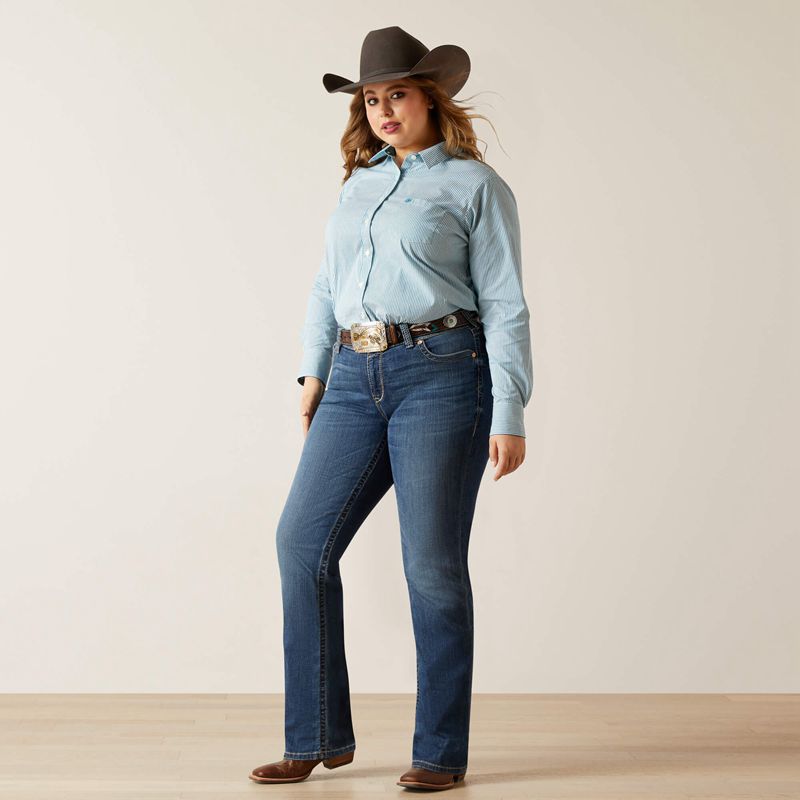 Ariat Kirby Stretch Shirt Crystal Teal Stripe Femme | HDX-69630861