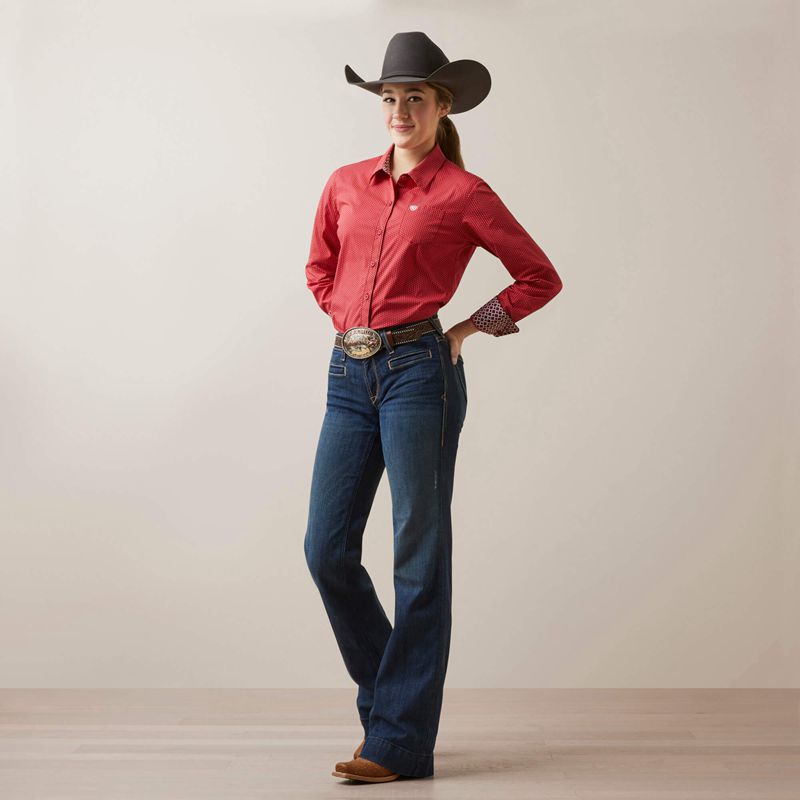 Ariat Kirby Stretch Shirt Cardinal Dot Femme | IJD-38056536