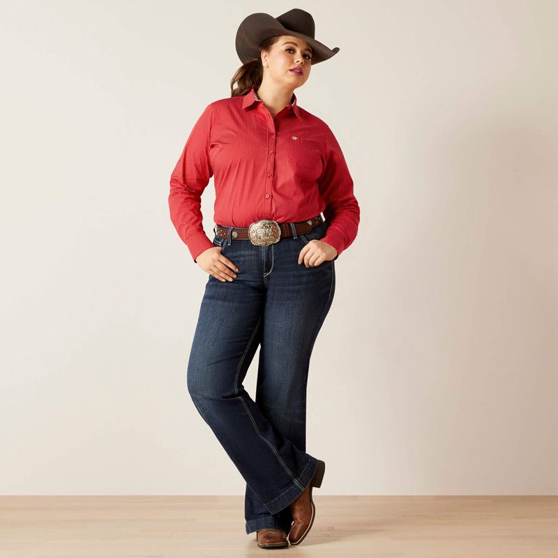 Ariat Kirby Stretch Shirt Cardinal Dot Femme | IJD-38056536