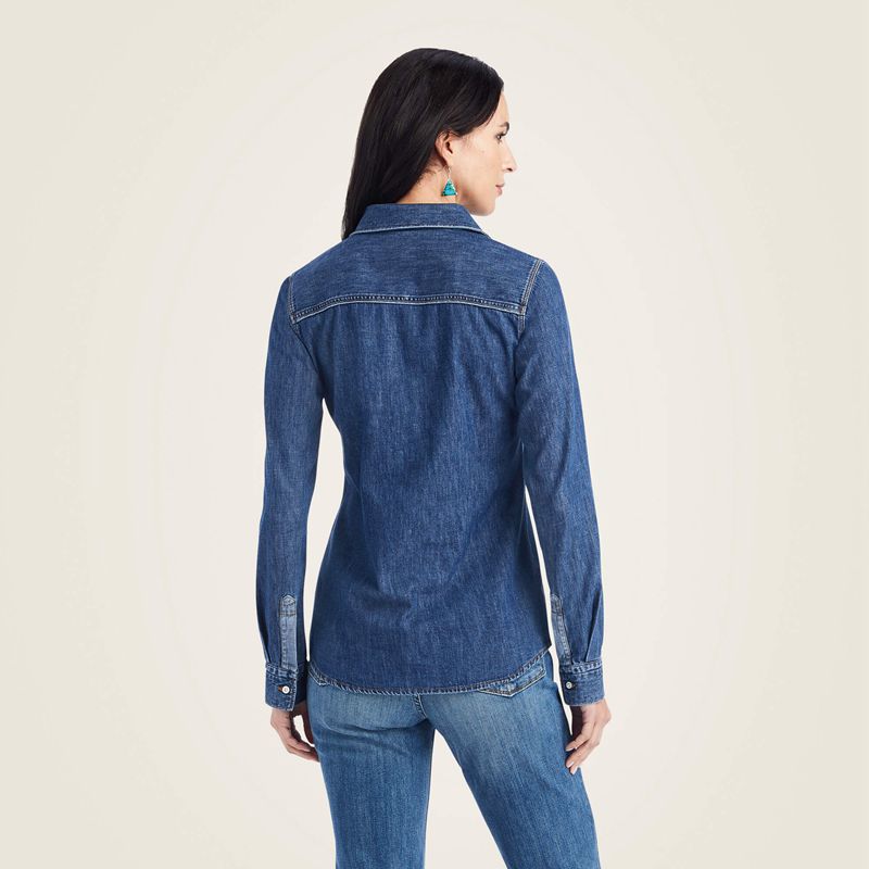 Ariat Farriday Denim Shirt Bluelight Femme | AMY-92426614