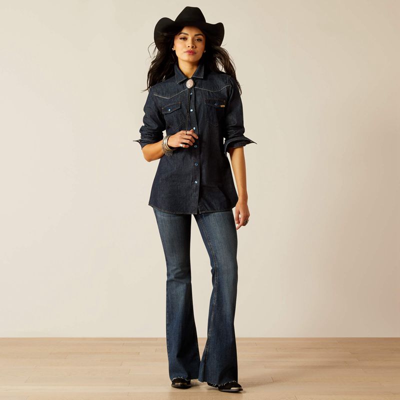 Ariat Farriday Denim Shirt Rinse Femme | SCO-61199475