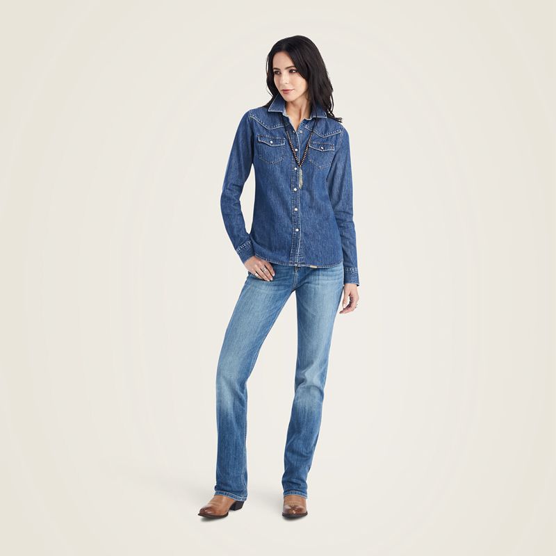 Ariat Farriday Denim Shirt Bluelight Femme | AMY-92426614