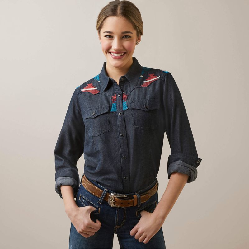 Ariat Dutton Shirt Rinsed Femme | MVQ-99229329