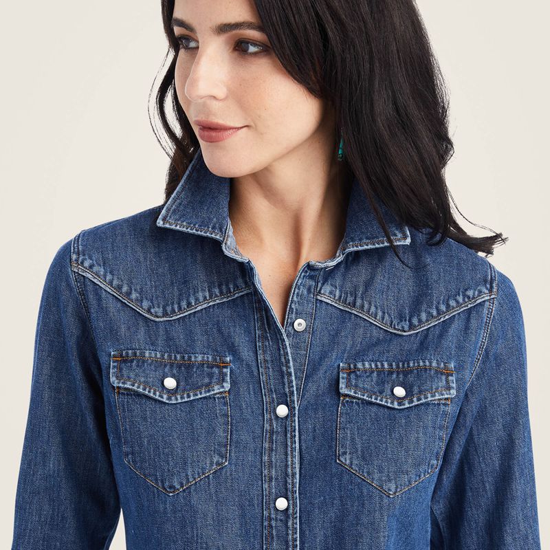 Ariat Farriday Denim Shirt Bluelight Femme | AMY-92426614