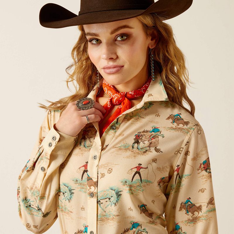 Ariat Homestyle Shirt Retro Ranch Print Femme | VQJ-98354762