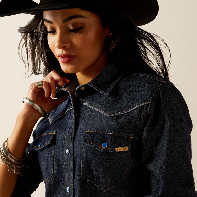 Ariat Farriday Denim Shirt Rinse Femme | SCO-61199475