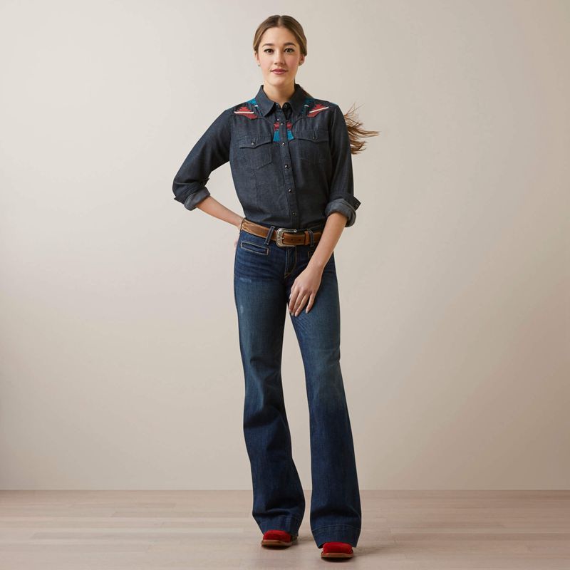 Ariat Dutton Shirt Rinsed Femme | MVQ-99229329