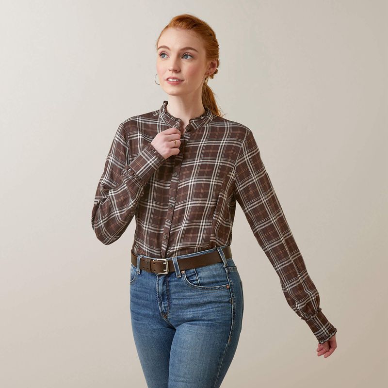 Ariat Clarion Blouse Mole Plaid Femme | JFJ-41434503