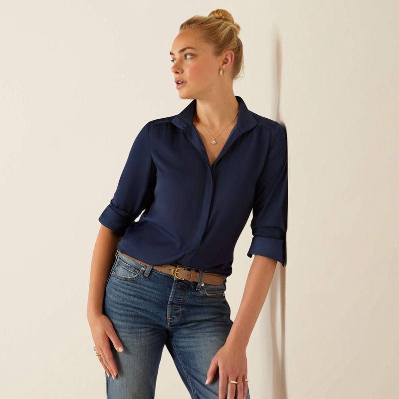 Ariat Charolais Blouse Bleu Marine Femme | FED-64944243