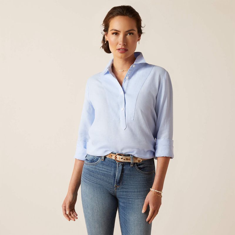 Ariat Cazadero Blouse Bleu Femme | OKN-32630161