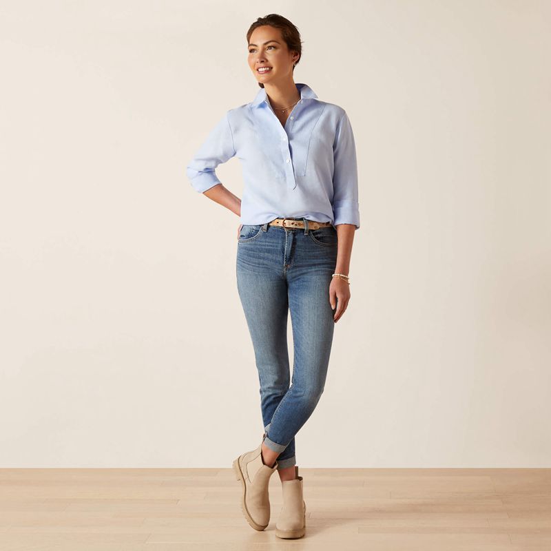 Ariat Cazadero Blouse Bleu Femme | OKN-32630161