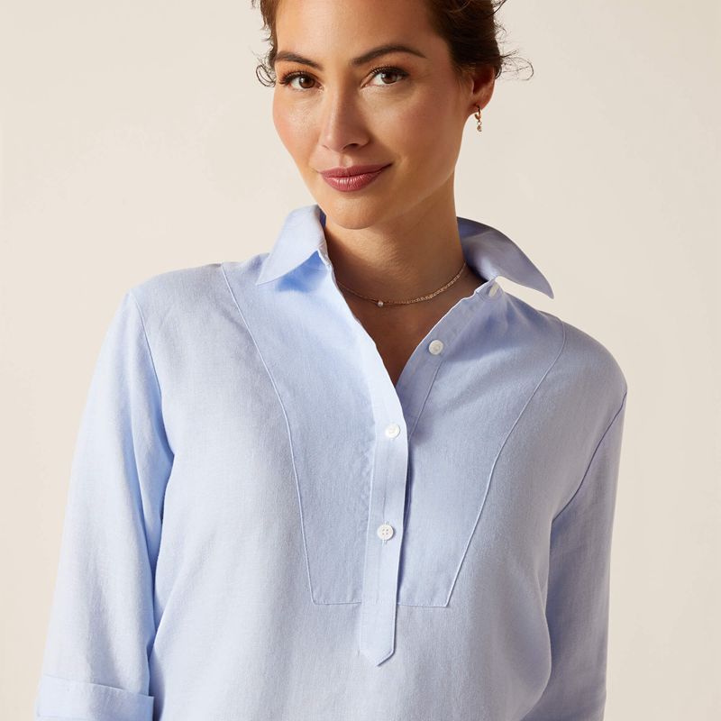 Ariat Cazadero Blouse Bleu Femme | OKN-32630161