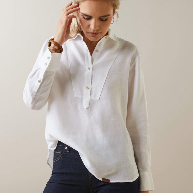 Ariat Cazadero Blouse Blanche Femme | AKT-86558107