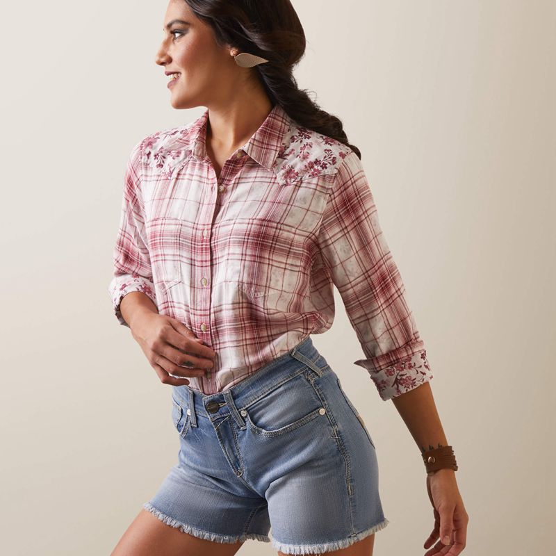 Ariat Billie Jean Shirt Willa Plaid Floral Femme | QIN-12994551