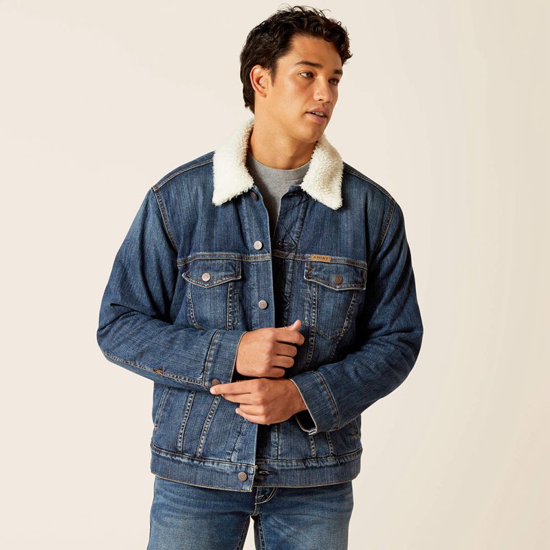 Ariat Sherpa Lined Trucker Jacket Bleu Homme | QXO-58961142