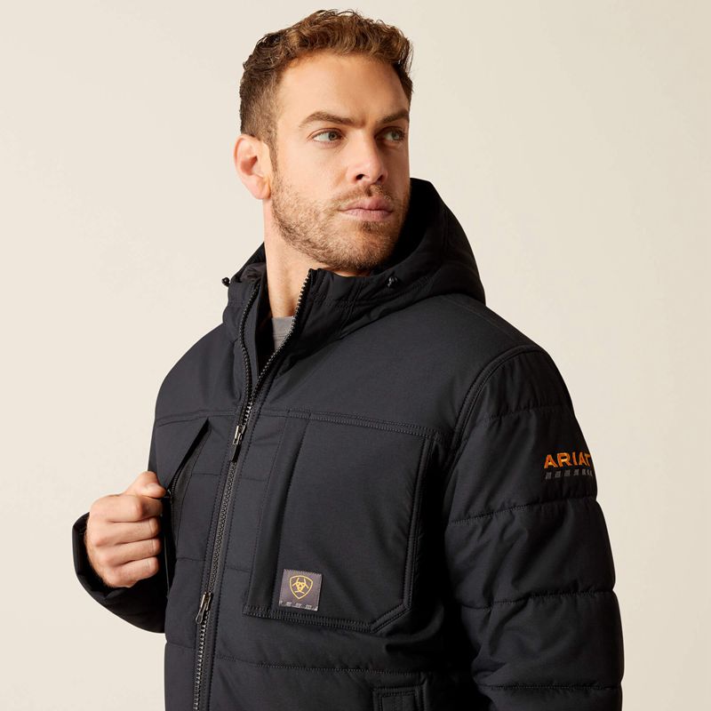 Ariat Rebar Winter Valiant Ripstop Insulated Jacket Noir Homme | SJJ-00520660