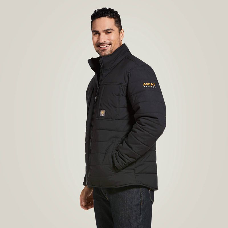 Ariat Rebar Valiant Stretch Canvas Water Resistant Insulated Jacket Noir Homme | KJS-51313246