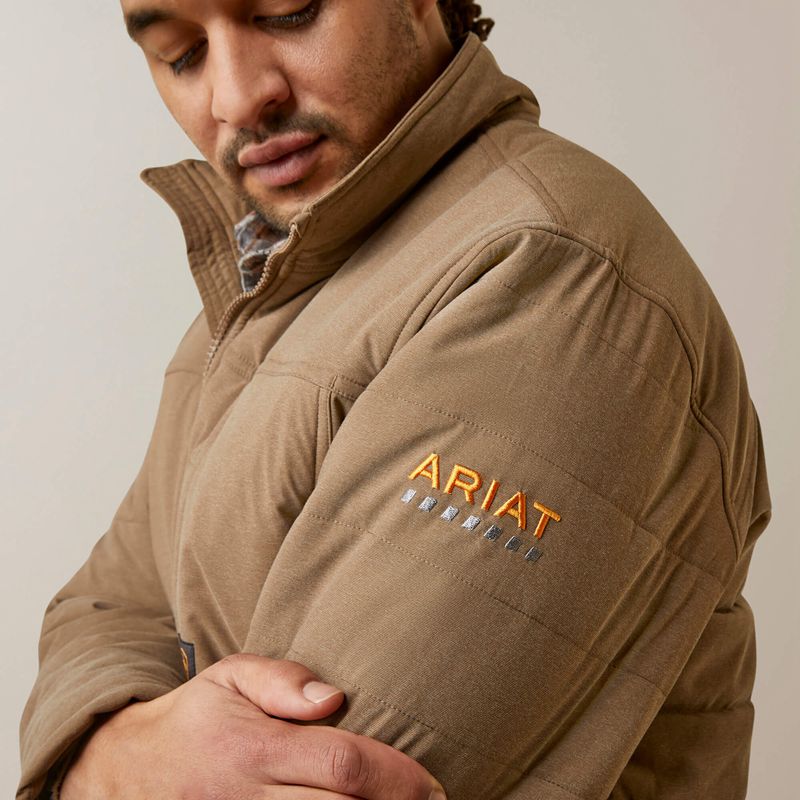 Ariat Rebar Valiant Stretch Canvas Water Resistant Insulated Jacket Kaki Homme | ZRT-87933278