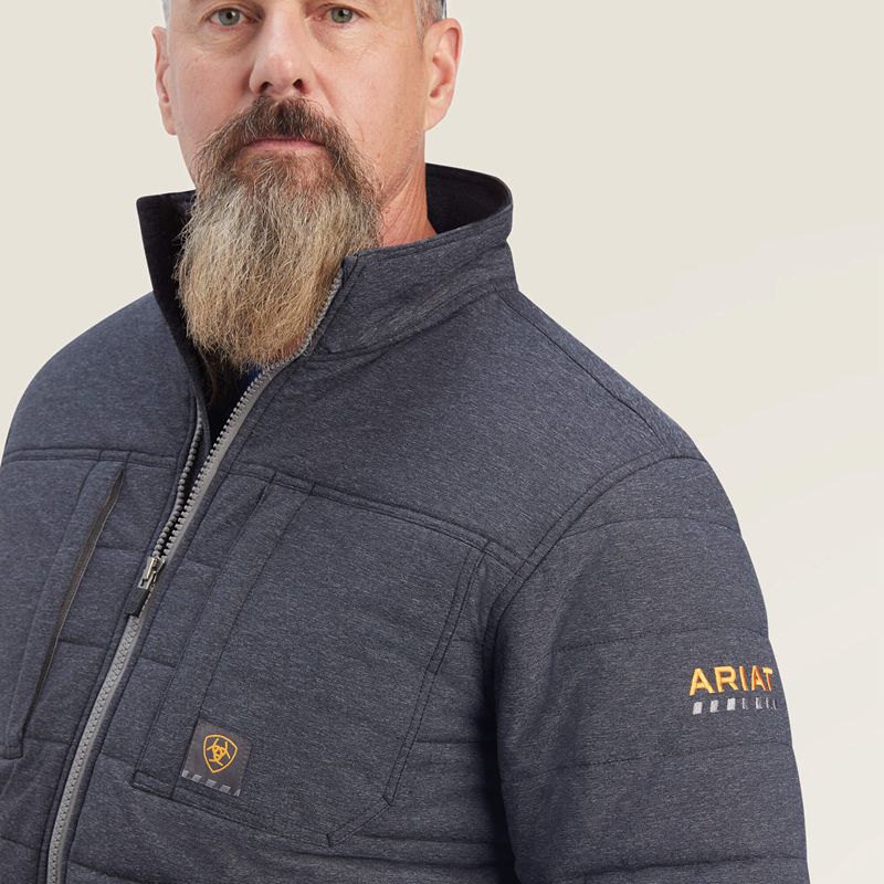 Ariat Rebar Valiant Stretch Canvas Water Resistant Insulated Jacket Charcoal Heather Homme | ETS-95357885