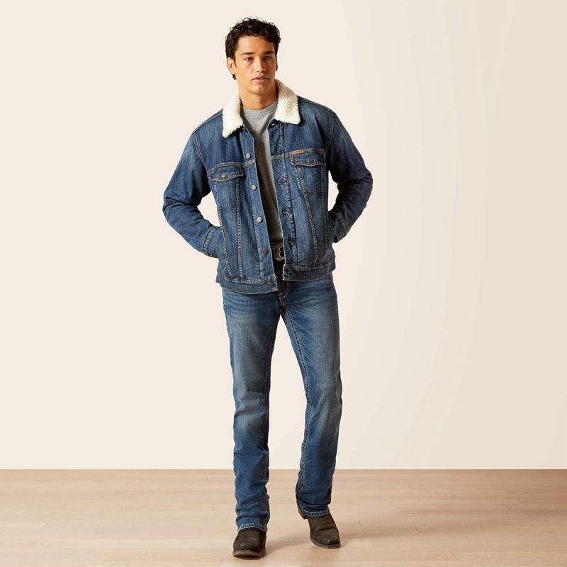 Ariat Sherpa Lined Trucker Jacket Bleu Homme | QXO-58961142