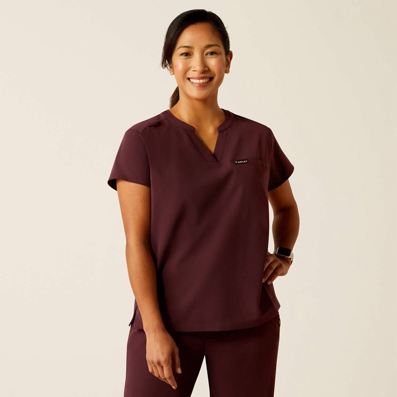 Ariat Eliza Fashion Scrub Top Winetasting Femme | AZE-75546705