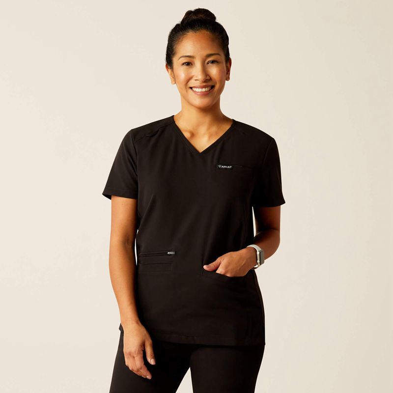 Ariat Clara 6 Pocket Scrub Top Noir Femme | AJI-68704851