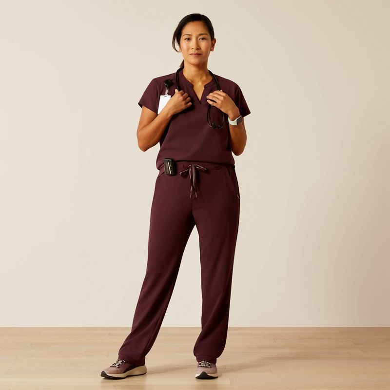 Ariat Eliza Fashion Scrub Top Winetasting Femme | AZE-75546705