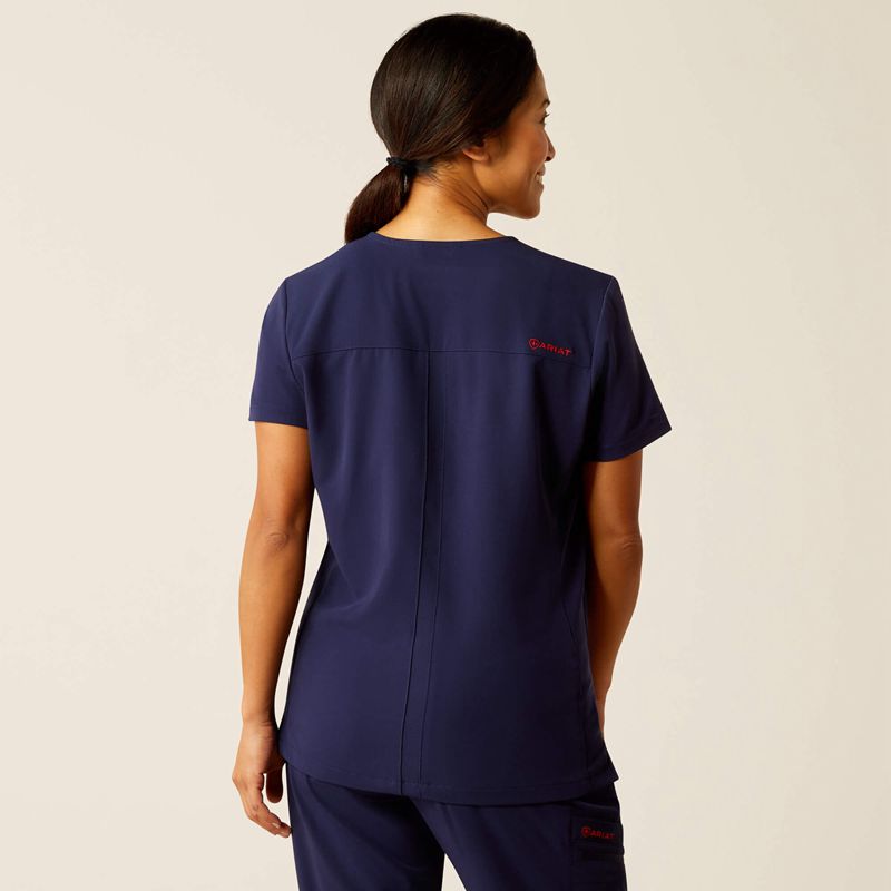 Ariat Clara 6 Pocket Scrub Top Bleu Marine Femme | HWG-33239449