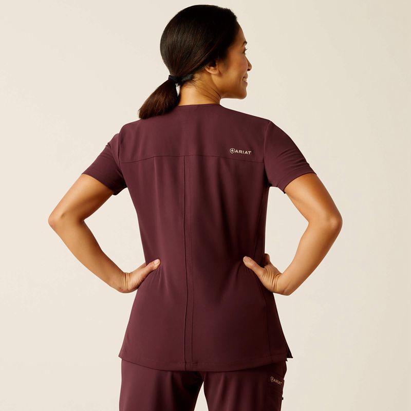 Ariat Clara 6 Pocket Scrub Top Winetasting Femme | WDT-46919716