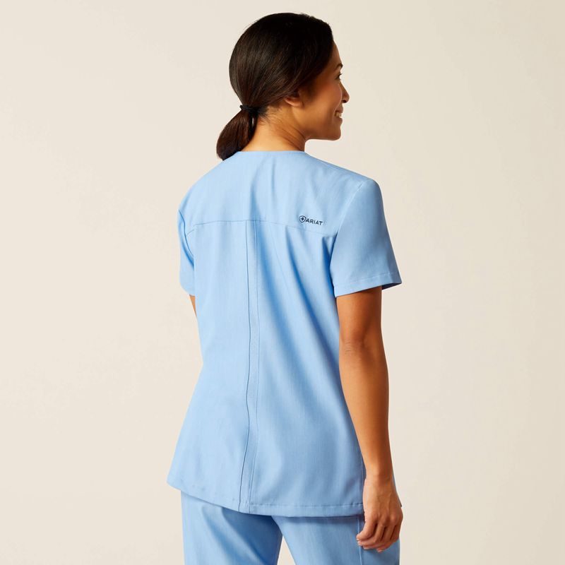 Ariat Clara 6 Pocket Scrub Top Bleu Clair Femme | MXY-79314054