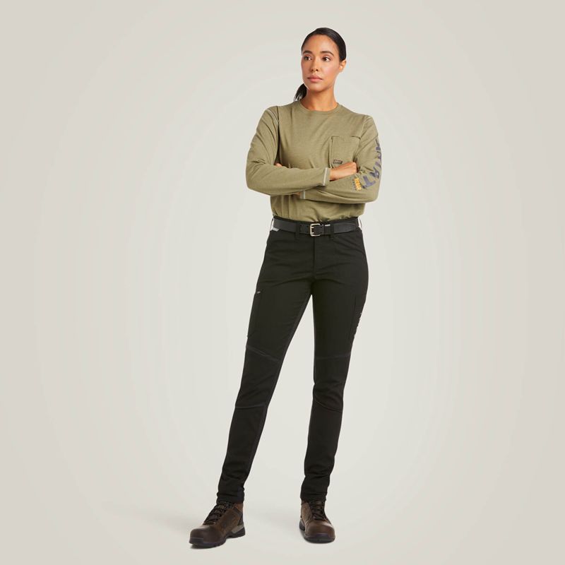 Ariat Rebar Durastretch Ripstop Cargo Straight Leg Pant Noir Femme | NTW-77600512