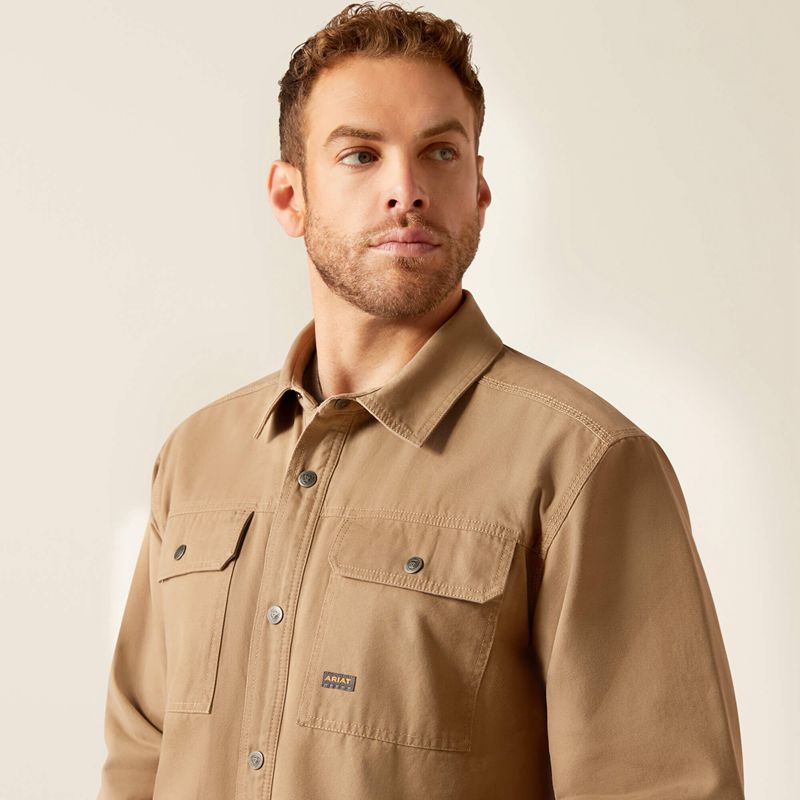 Ariat Rebar Canvas Shirt Jacket Kaki Homme | PEI-25840771