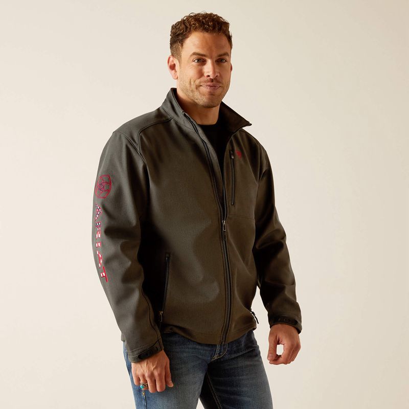 Ariat Logo 2.0 Softshell Jacket Char/Americana Homme | OFR-15379224