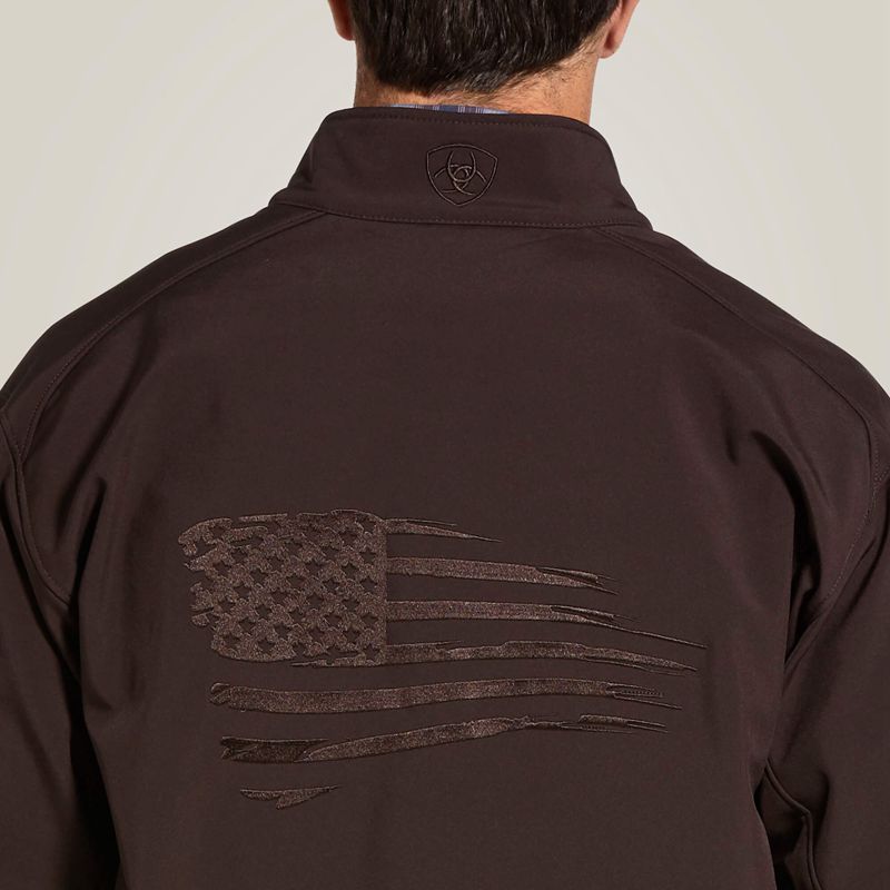 Ariat Logo 2.0 Patriot Softshell Water Resistant Jacket Coffeebean Homme | RQX-76372148