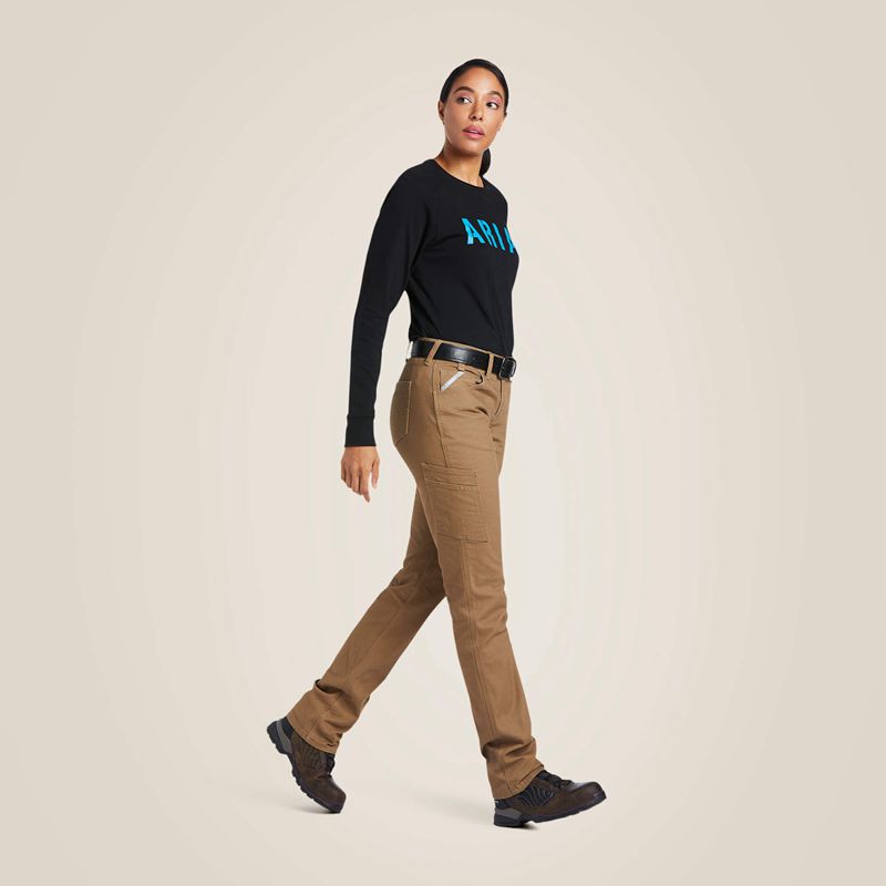 Ariat Rebar Durastretch Made Tough Straight Leg Pant Kaki Femme | JIG-83447886