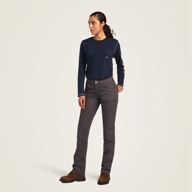 Ariat Rebar Durastretch Made Tough Double Front Pant Grise Femme | PEN-12091599