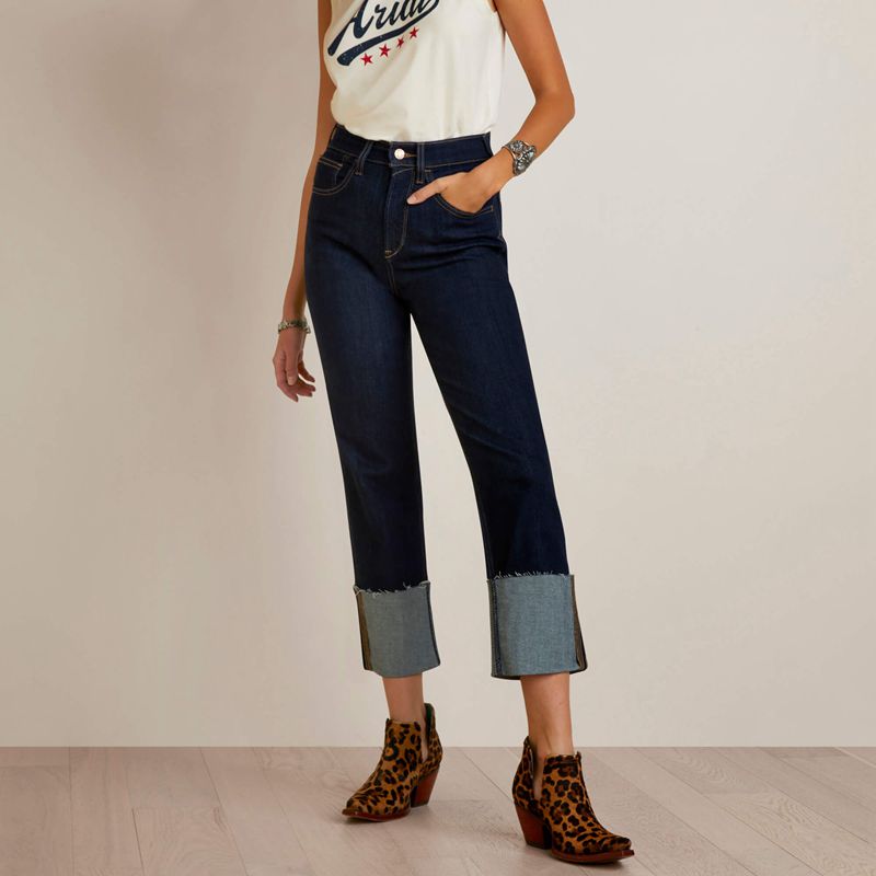 Ariat Ultra High Rise Jazmine Straight Crop Jean Rinse Femme | NXW-02558963