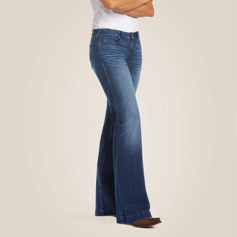 Ariat Trouser Mid Rise Stretch Kelsea Wide Leg Jean Joanna Femme | KFD-11170502