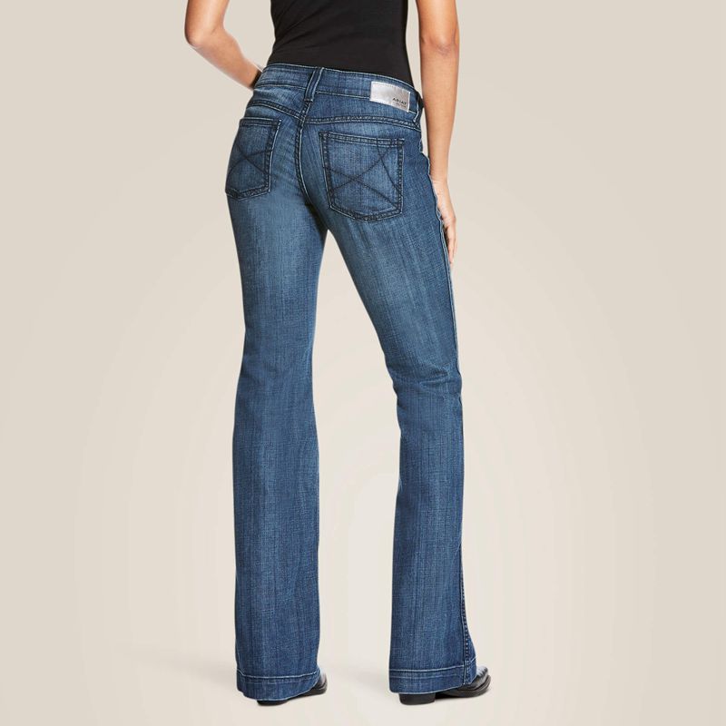 Ariat Trouser Mid Rise Stretch Outseam Ella Wide Leg Jean Bluebell Femme | WNM-72593260