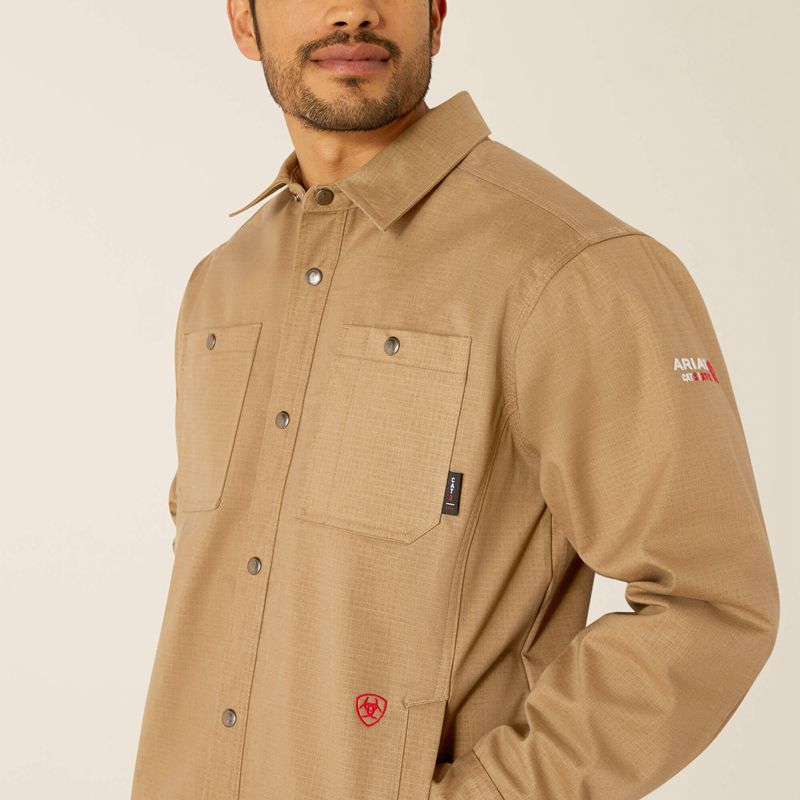 Ariat Fr Ripstop Softshell Shirt Jacket Kaki Homme | XIU-78224666