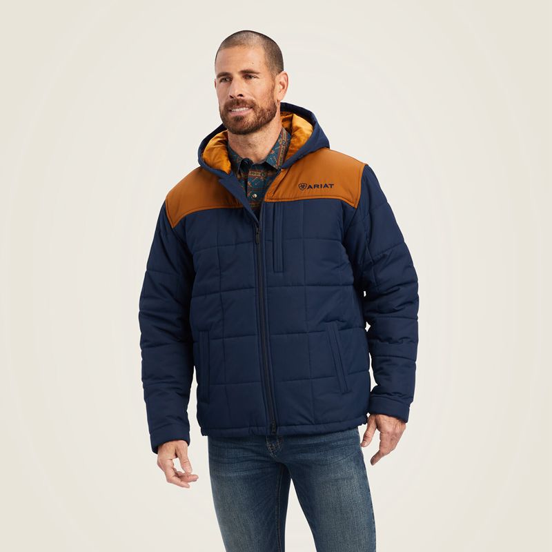 Ariat Crius Hooded Insulated Jacket Bleu Marine Homme | OOC-91058589