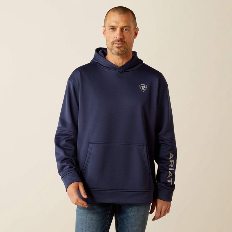 Ariat Tek Fleece 2.0 American Circle Hoodie Bleu Marine Homme | ZEM-48336337