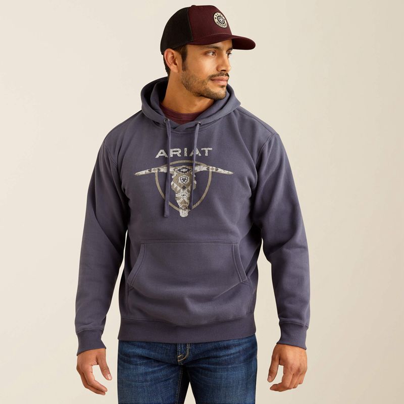 Ariat Southwestern Longhorn Hoodie Grise Homme | IYQ-29775802