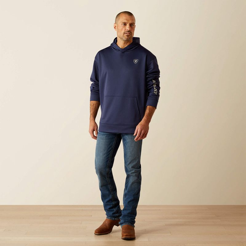 Ariat Tek Fleece 2.0 American Circle Hoodie Bleu Marine Homme | ZEM-48336337