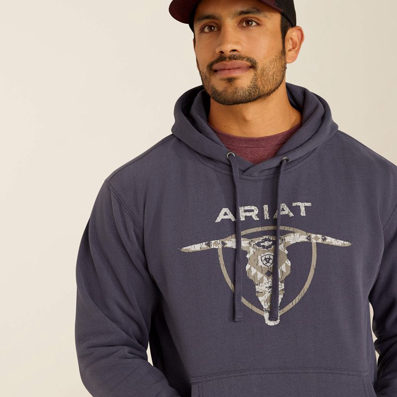 Ariat Southwestern Longhorn Hoodie Grise Homme | IYQ-29775802