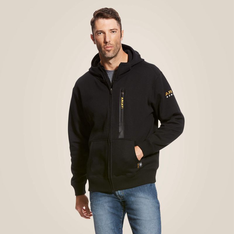 Ariat Rebar Workman Full Zip Hoodie Noir Homme | NHW-10535124